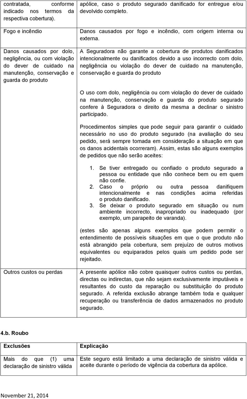 devolvido completo. Danos causados por fogo e incêndio, com origem interna ou externa.