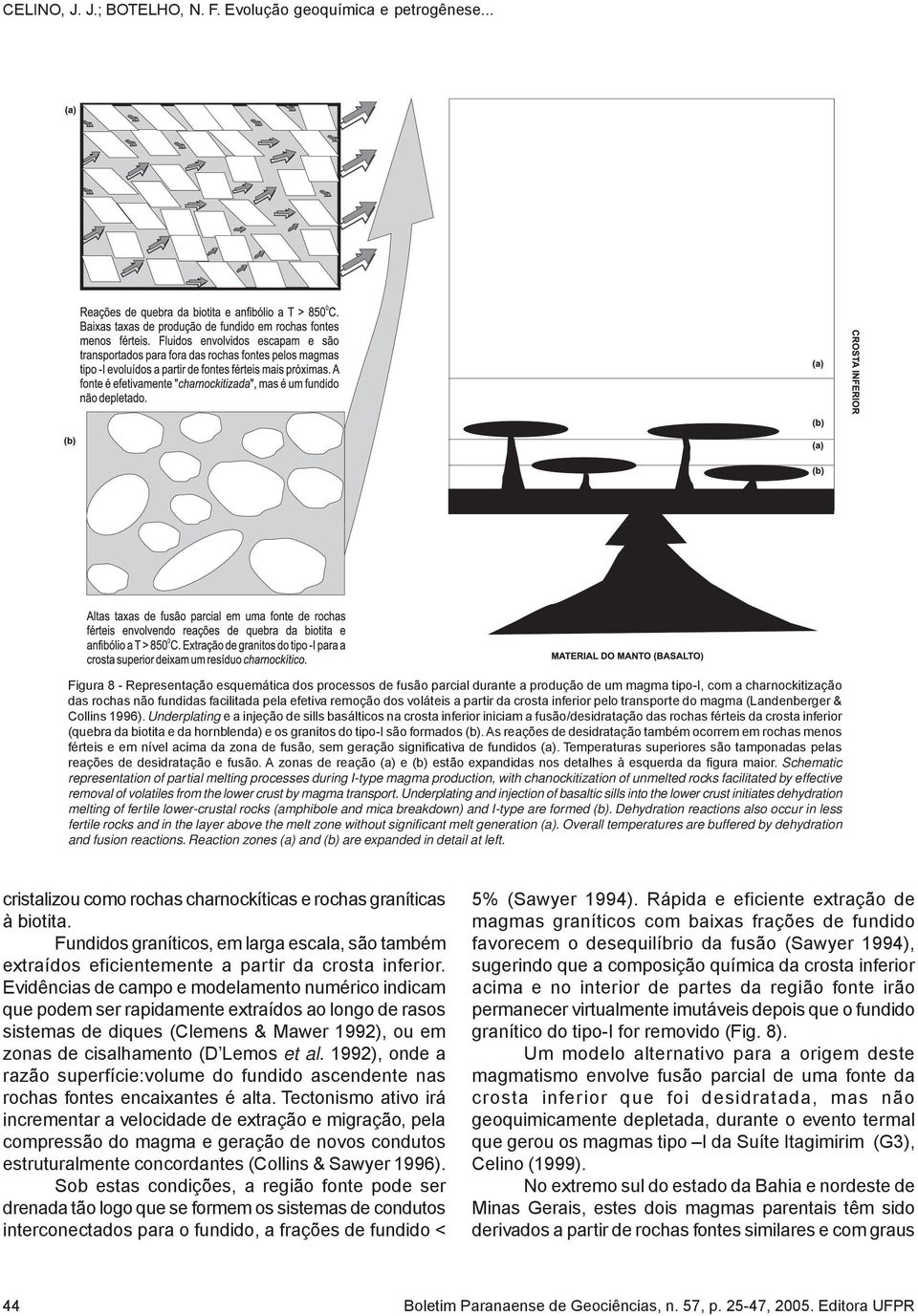 Underplating e a injeção de sills basálticos na crosta inferior iniciam a fusão/desidratação das rochas férteis da crosta inferior (quebra da biotita e da hornblenda) e os granitos do tipo-i são