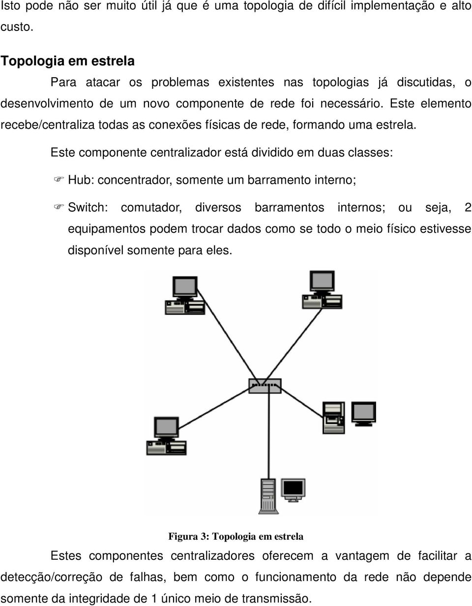 Este elemento recebe/centraliza todas as conexões físicas de rede, formando uma estrela.