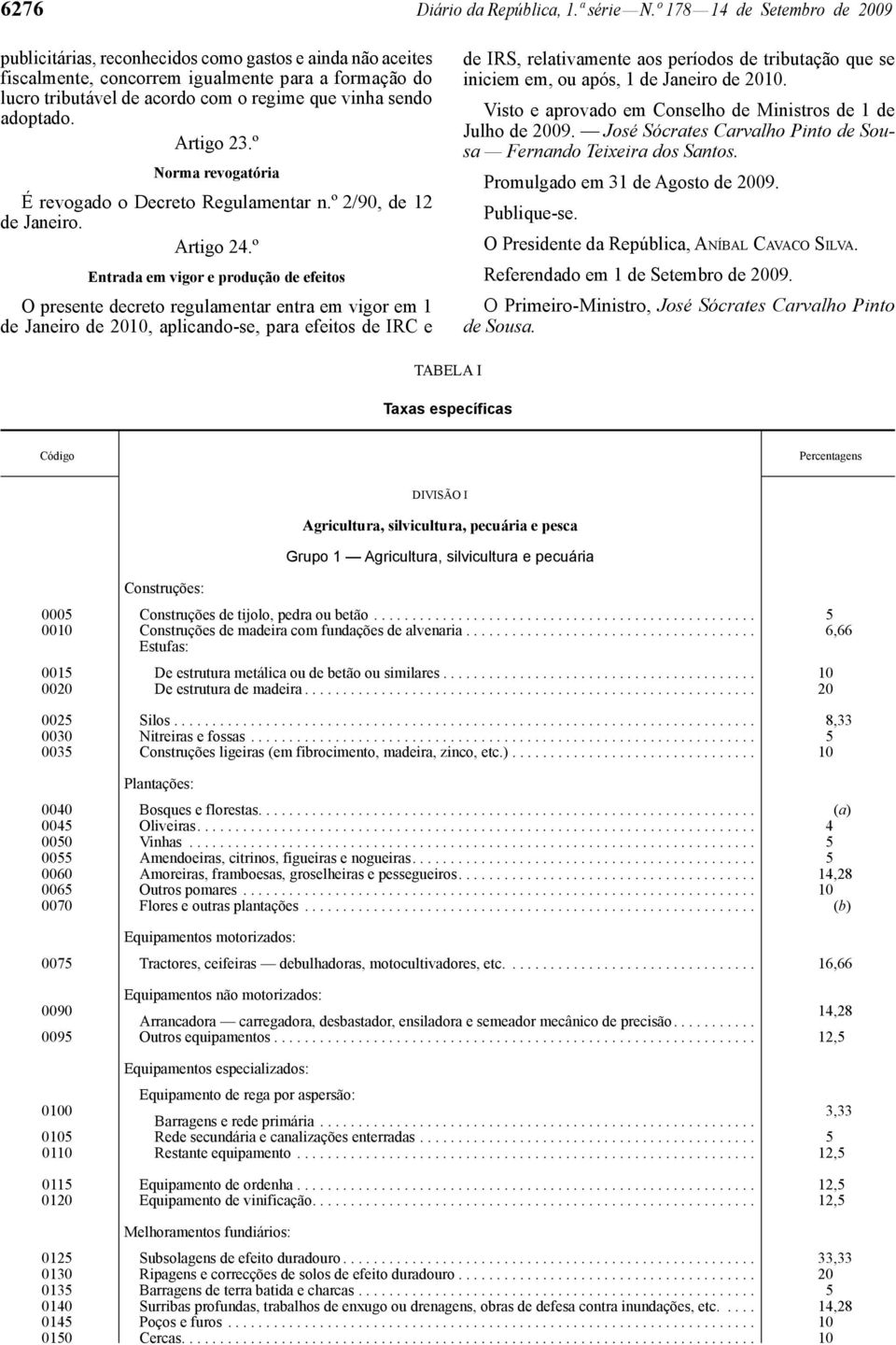 adoptado. Artigo 23.º Norma revogatória É revogado o Decreto Regulamentar n.º 2/90, de 12 de Janeiro. Artigo 24.