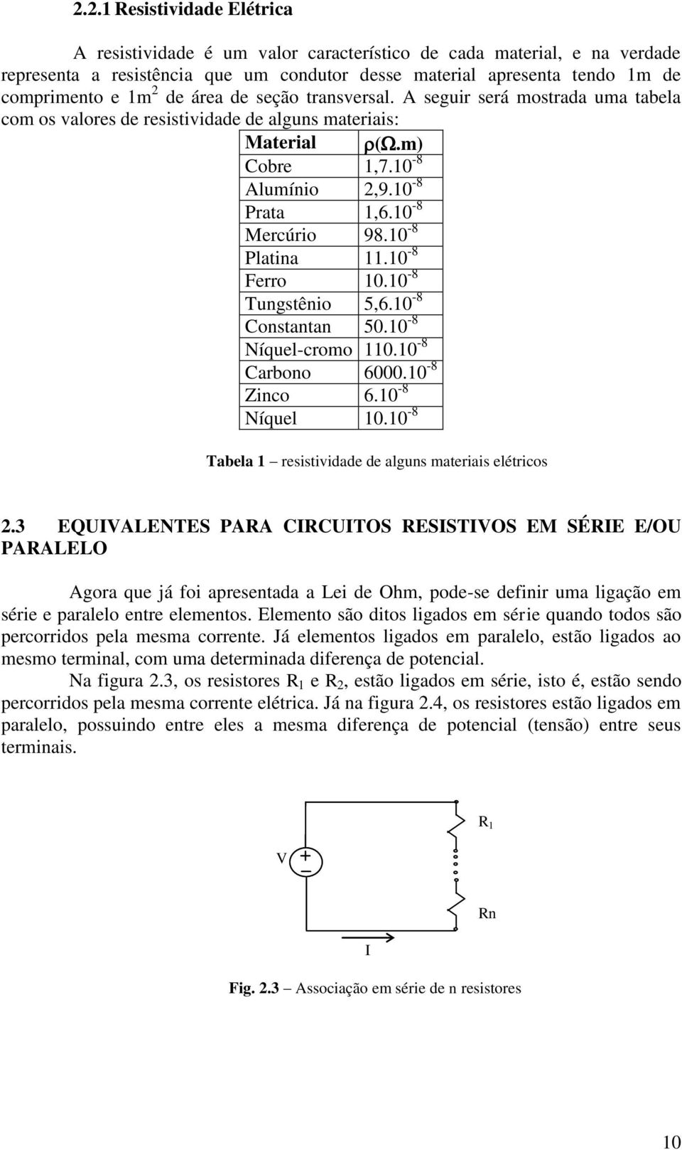 0-8 Níquel-cromo 0.0-8 Carono 6000.0-8 Znco 6.0-8 Níquel 0.0-8 Taela resstdade de alguns materas elétrcos.