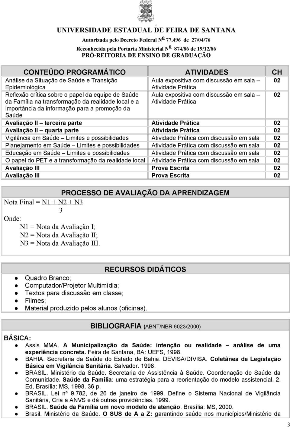 Atividade Prática 02 Avaliação II quarta parte Atividade Prática 02 Vigilância em Saúde Limites e possibilidades Atividade Prática com discussão em sala 02 Planejamento em Saúde Limites e