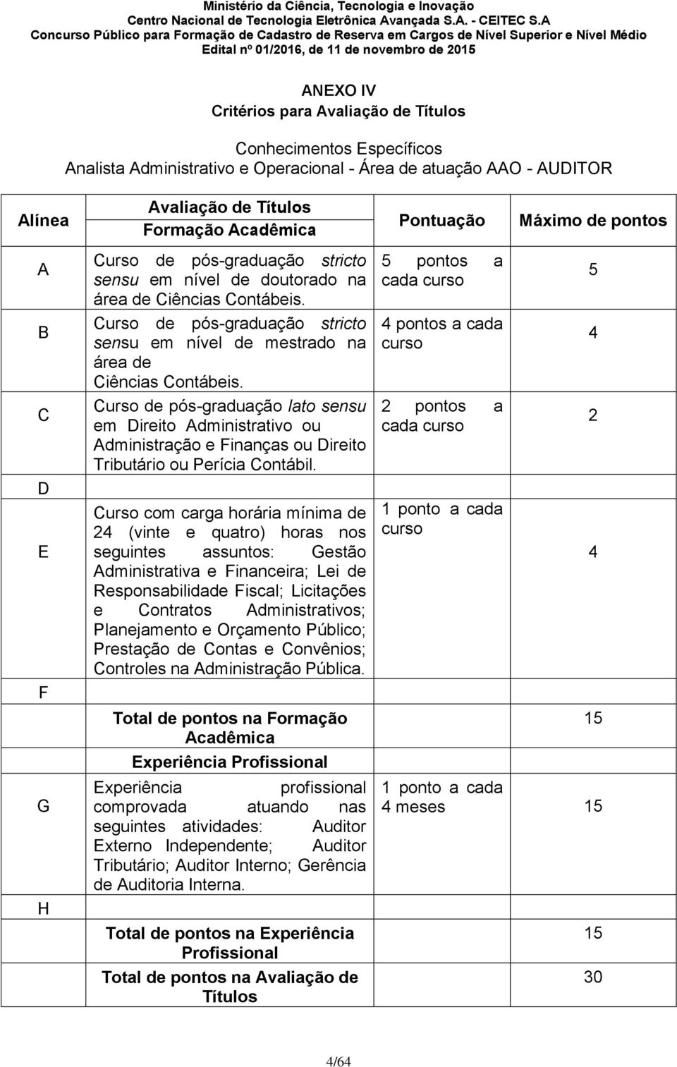 Operacional - Área de atuação O - UITOR urso de pós-graduação stricto sensu em nível de doutorado na área de iências ontábeis.