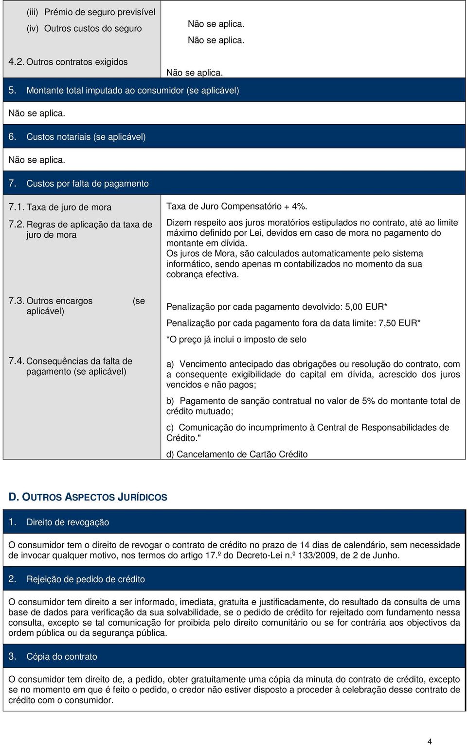 Dizem respeito aos juros moratórios estipulados no contrato, até ao limite máximo definido por Lei, devidos em caso de mora no pagamento do montante em dívida.