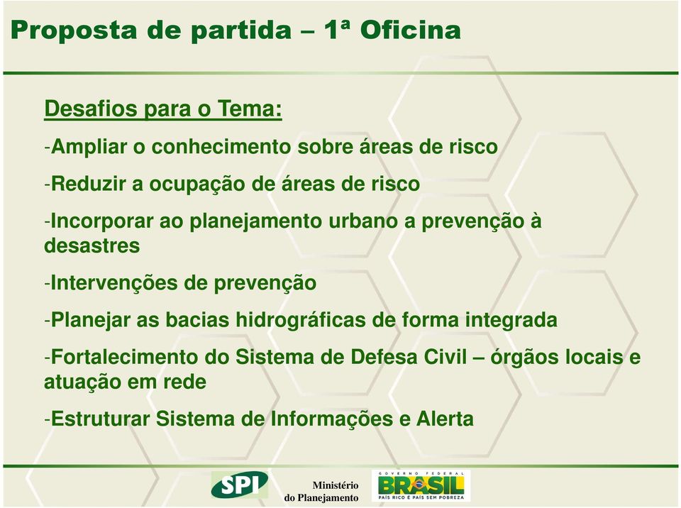 -Intervenções de prevenção -Planejar as bacias hidrográficas de forma integrada -Fortalecimento do