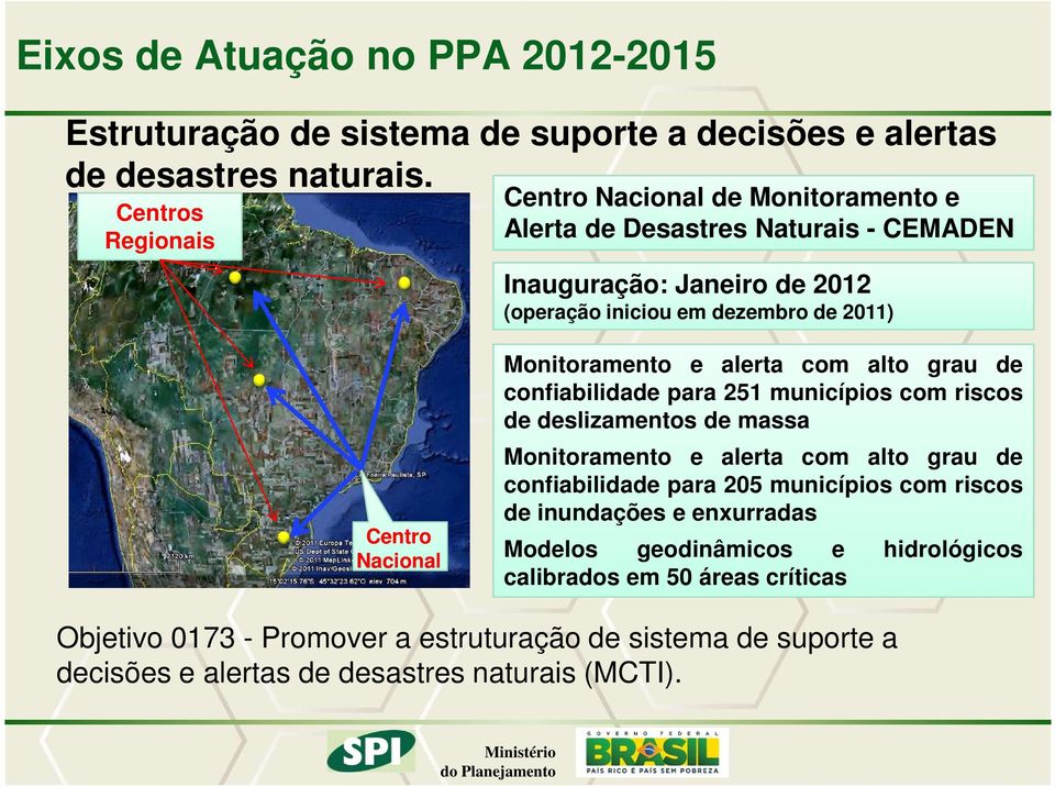 Nacional Monitoramento e alerta com alto grau de confiabilidade para 251 municípios com riscos de deslizamentos de massa Monitoramento e alerta com alto grau de