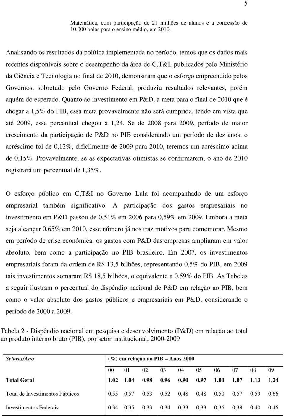 final de 2010, demonstram que o esforço empreendido pelos Governos, sobretudo pelo Governo Federal, produziu resultados relevantes, porém aquém do esperado.