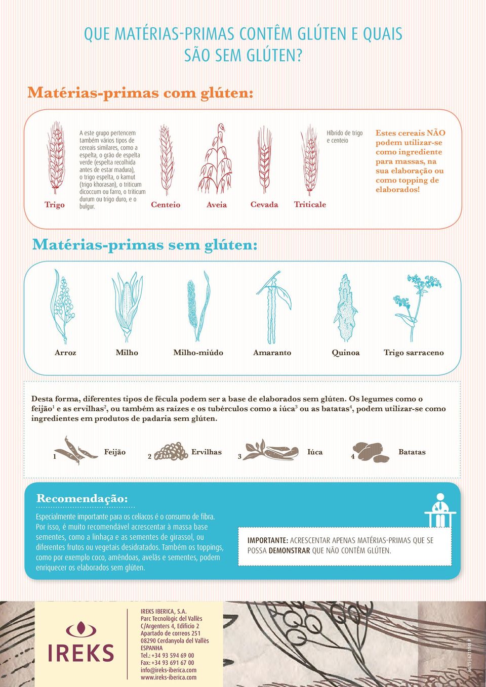 o kamut (trigo khorasan), o triticum dicoccum ou farro, o triticum durum ou trigo duro, e o bulgur.