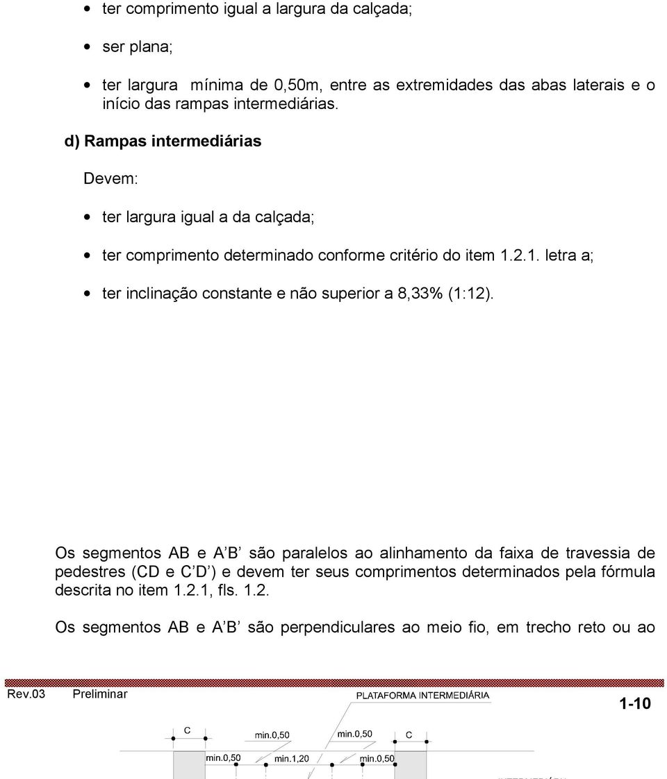 2.1. letra a; ter inclinação constante e não superior a 8,33% (1:12).