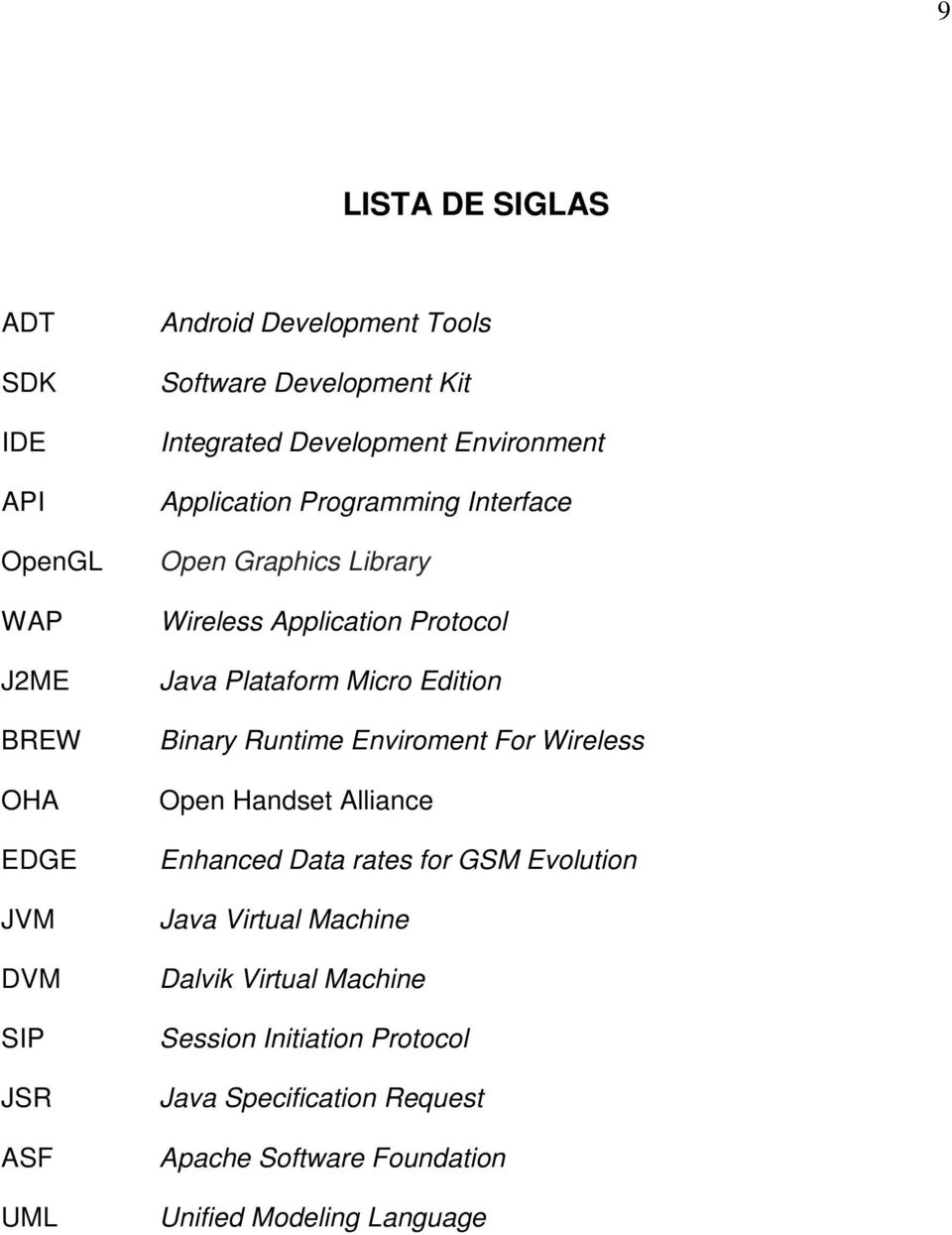 Plataform Micro Edition Binary Runtime Enviroment For Wireless Open Handset Alliance Enhanced Data rates for GSM Evolution Java