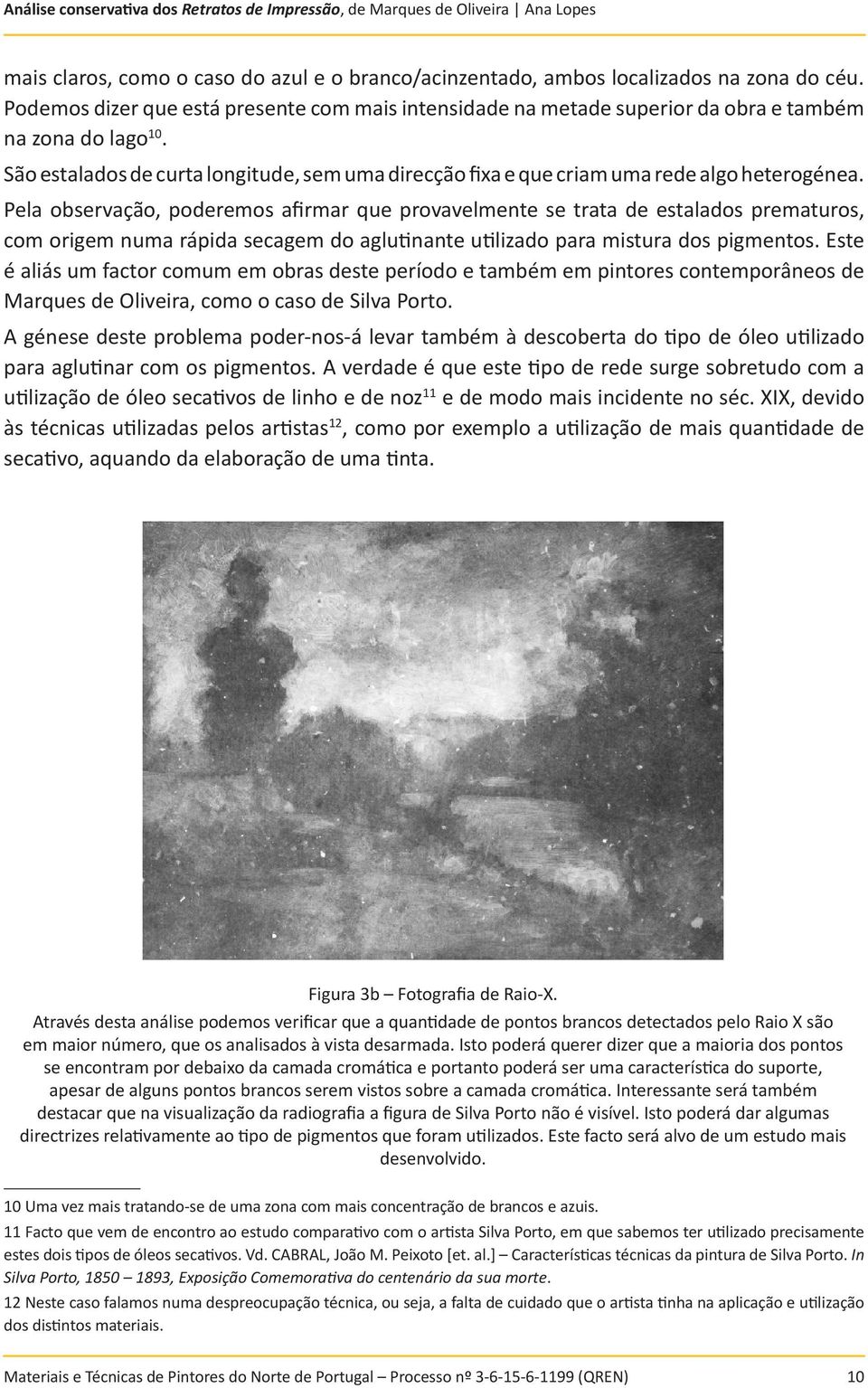 Pela observação, poderemos afirmar que provavelmente se trata de estalados prematuros, com origem numa rápida secagem do aglu nante u lizado para mistura dos pigmentos.