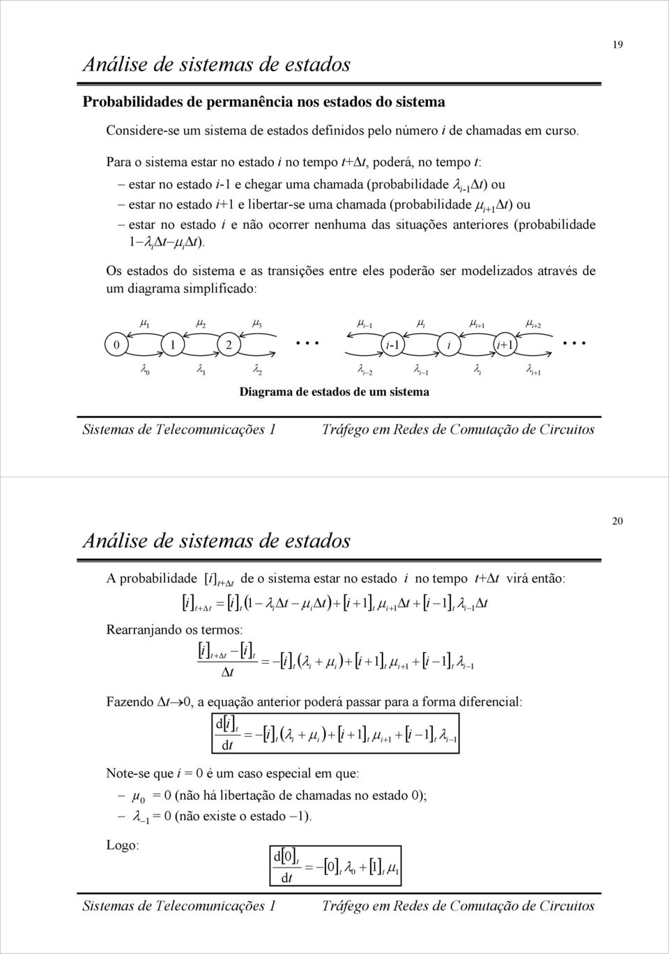 ocorrer nenhuma das suações anerores (robabldade λ Δ μ Δ).