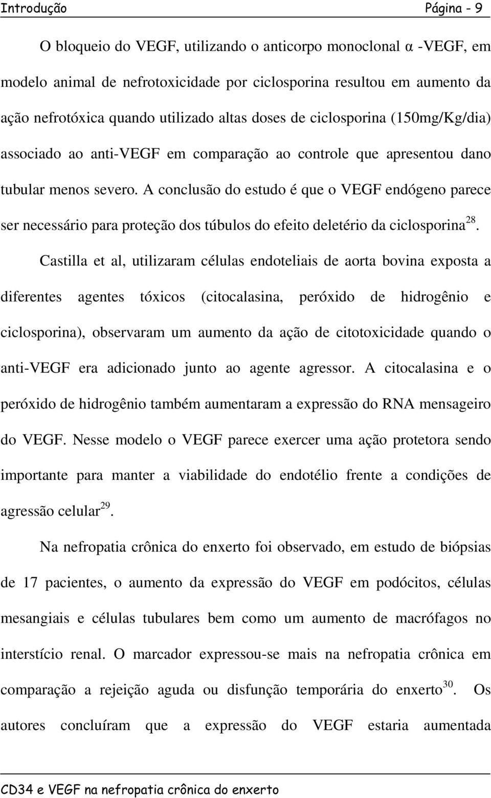 A conclusão do estudo é que o VEGF endógeno parece ser necessário para proteção dos túbulos do efeito deletério da ciclosporina 28.