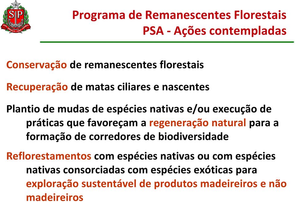 regeneração natural para a formação de corredores de biodiversidade Reflorestamentos com espécies nativas ou com