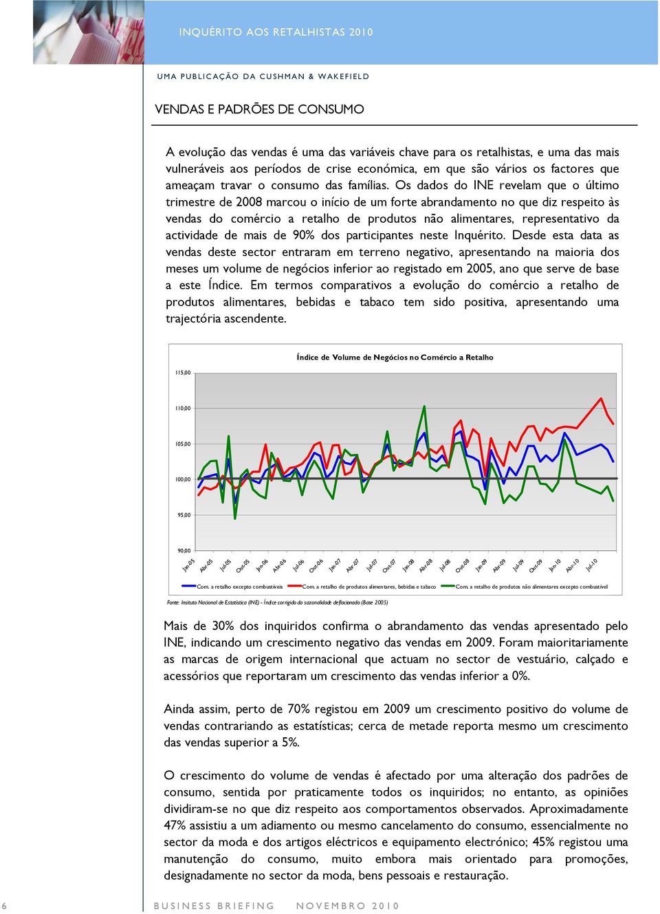 Os dados do INE revelam que o último trimestre de 2008 marcou o início de um forte abrandamento no que diz respeito às vendas do comércio a retalho de produtos não alimentares, representativo da