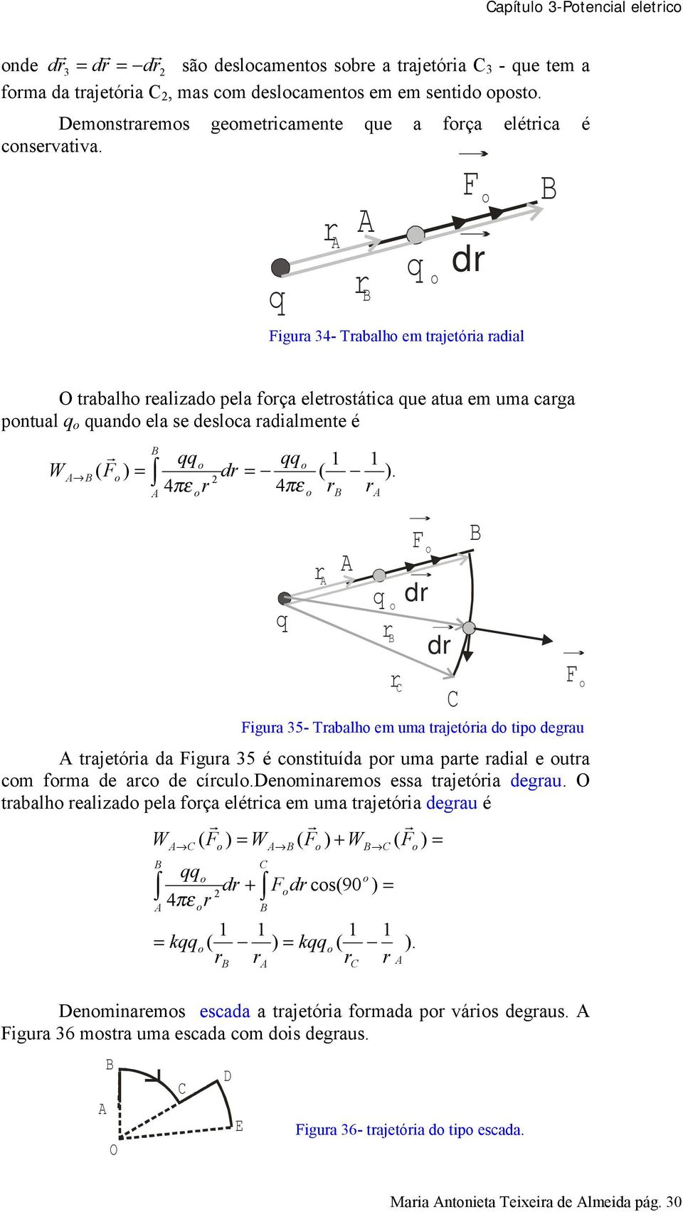 uma pate adal e uta cm fma de ac de cículdenmnaems essa tajetóa degau O tabalh ealzad pela fça elétca em uma tajetóa degau é ( ) ( ) + ( ) 4πε d + Denmnaems escada a tajetóa