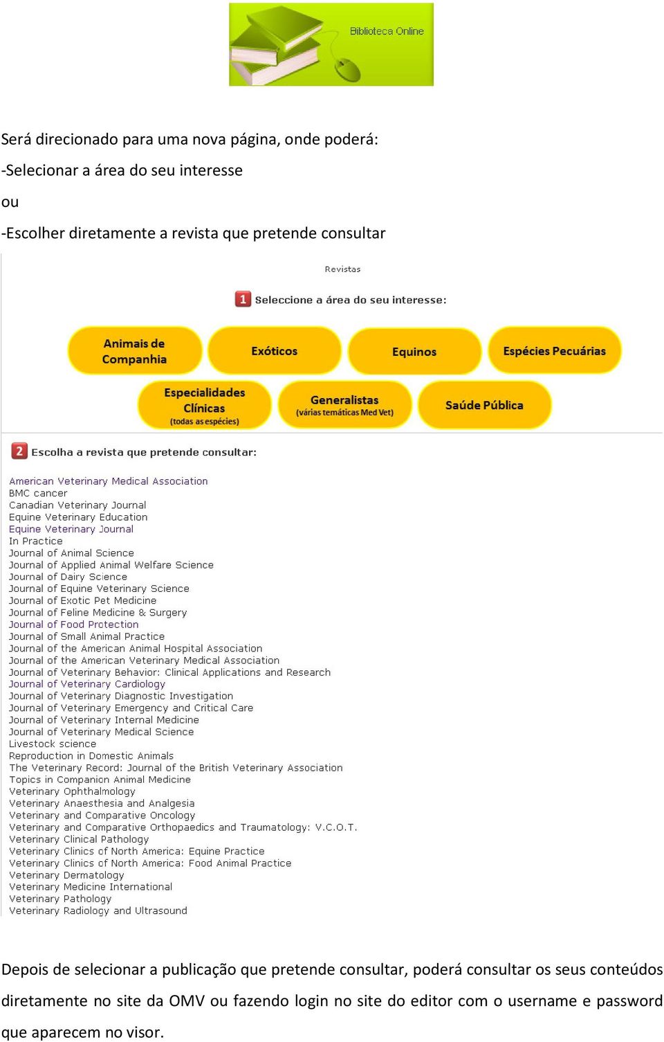 publicação que pretende consultar, poderá consultar os seus conteúdos diretamente no