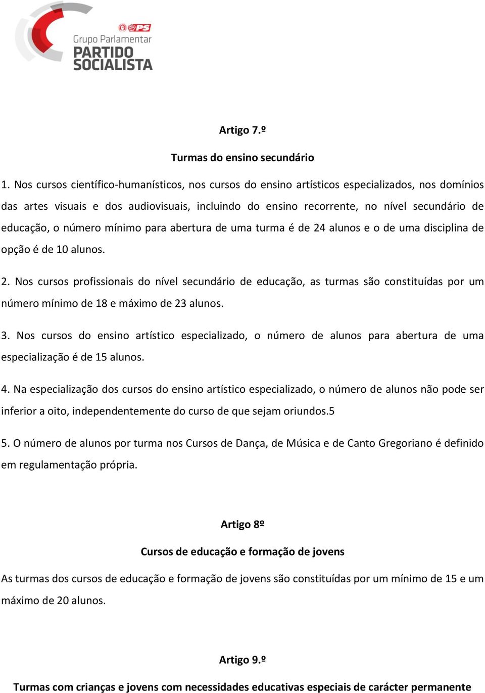 o número mínimo para abertura de uma turma é de 24 alunos e o de uma disciplina de opção é de 10 alunos. 2. Nos cursos profissionais do nível secundário de educação, as turmas são constituídas por um número mínimo de 18 e máximo de 23 alunos.