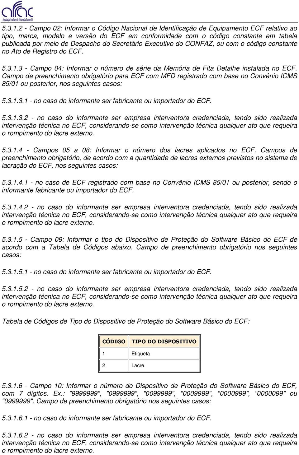 Despacho do Secretário Executivo do CONFAZ, ou com o código constante no Ato de Registro do ECF. 3 - Campo 04: Informar o número de série da Memória de Fita Detalhe instalada no ECF.