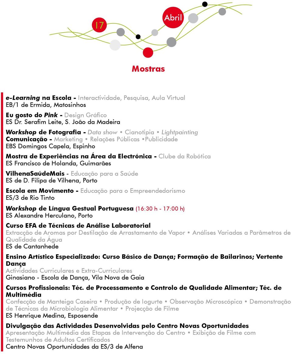 Electrónica - Clube da Robótica ES Francisco de Holanda, Guimarães VilhenaSaúdeMais - Educação para a Saúde ES de D.