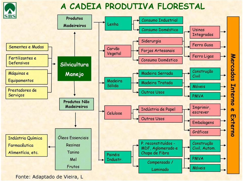 Silvicultura Manejo Produtos Não Madeireiros Óleos Essenciais Resinas Tanino Mel Frutos Carvão Vegetal Madeira Sólida Celulose Painéis Industr.