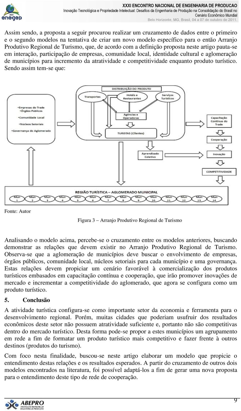 atratividade e competitividade enquanto produto turístico.