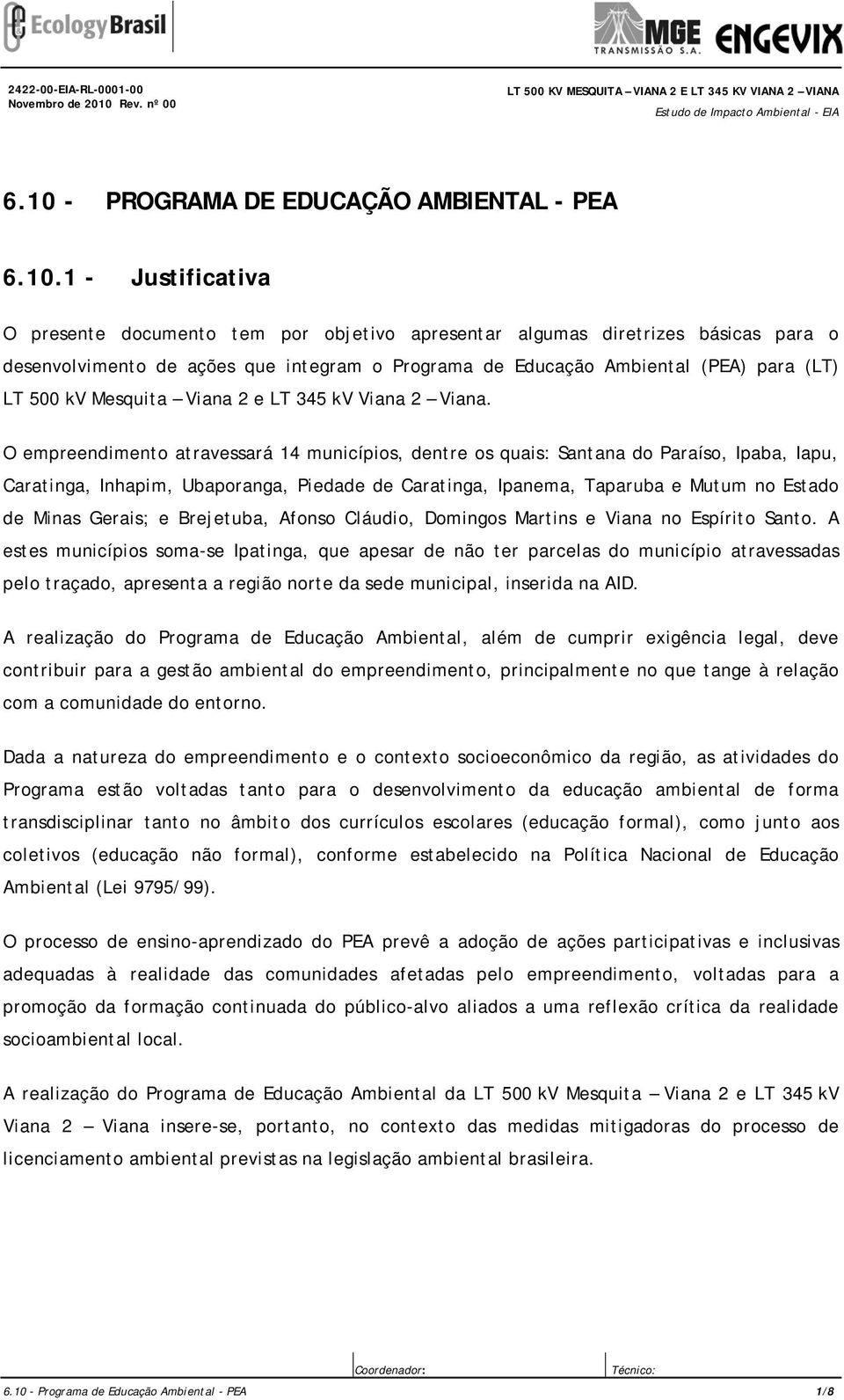 - PROGRAMA DE EDUCAÇÃO AMBIENTAL - PEA 6.10.