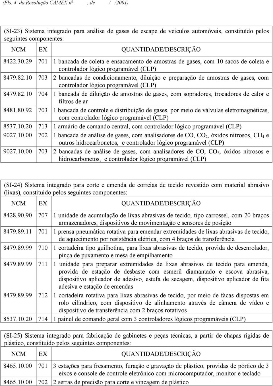 8.92 73 1 bancada de controle e distribuição de gases, por meio de válvulas eletromagnéticas, com controlador lógico programável (CLP) 8537.1.2 713 1 armário de comando central, com controlador lógico programável (CLP) 927.