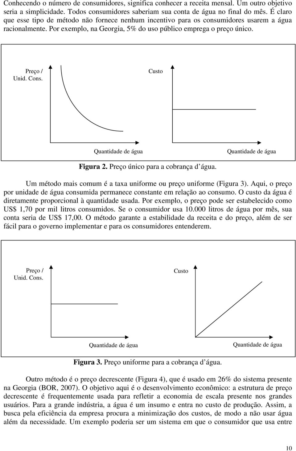 Custo Quantidade de água Quantidade de água Figura 2. Preço único para a cobrança d água. Um método mais comum é a taxa uniforme ou preço uniforme (Figura 3).