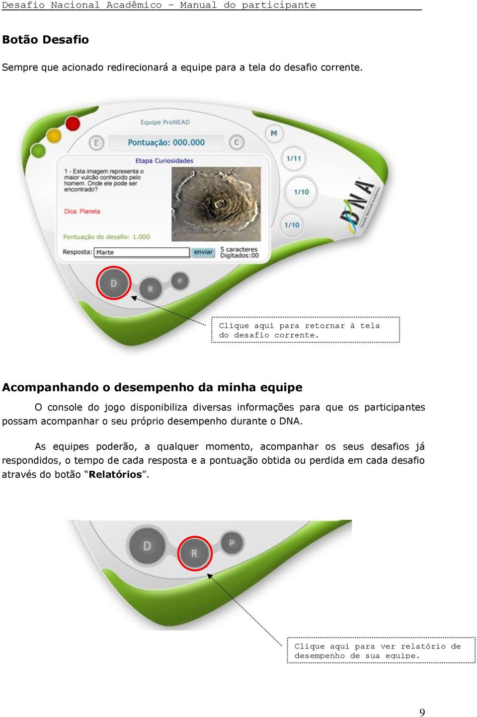 seu próprio desempenho durante o DNA.