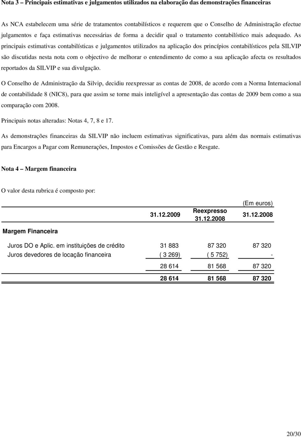 As principais estimativas contabilísticas e julgamentos utilizados na aplicação dos princípios contabilísticos pela SILVIP são discutidas nesta nota com o objectivo de melhorar o entendimento de como