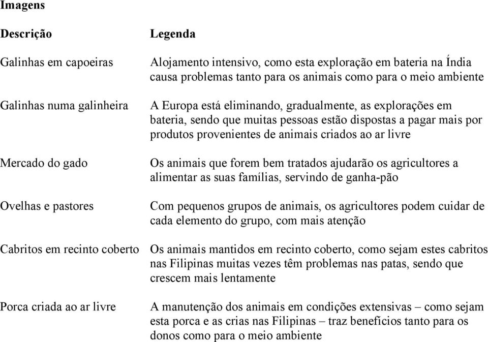 criados ao ar livre Os animais que forem bem tratados ajudarão os agricultores a alimentar as suas famílias, servindo de ganha-pão Com pequenos grupos de animais, os agricultores podem cuidar de cada