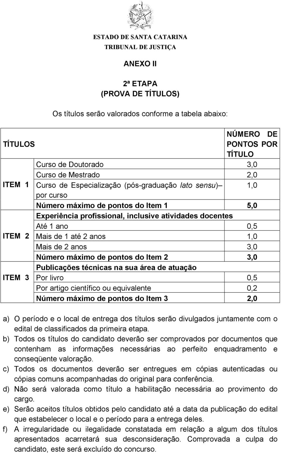 Mais de 2 anos 3,0 Número máximo de pontos do Item 2 3,0 ITEM 3 Publicações técnicas na sua área de atuação Por livro 0,5 Por artigo científico ou equivalente 0,2 Número máximo de pontos do Item 3