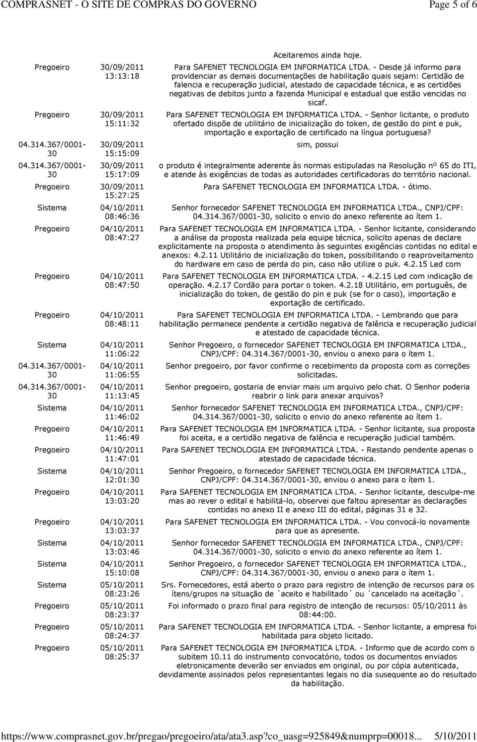 Para SAFENET TECNOLOGIA EM INFORMATICA LTDA.