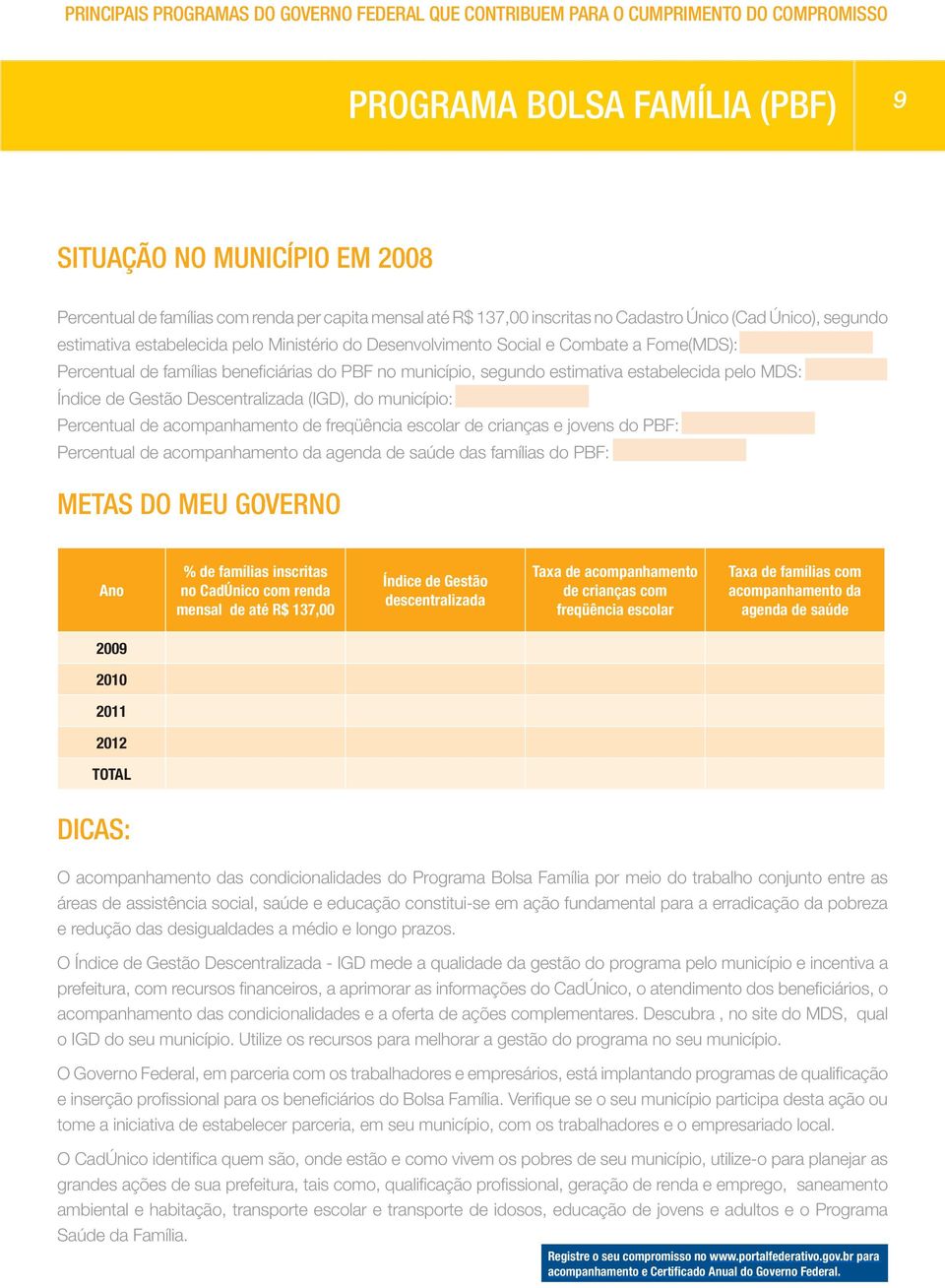 PBF no município, segundo estimativa estabelecida pelo MDS: Índice de Gestão Descentralizada (IGD), do município: Percentual de acompanhamento de freqüência escolar de crianças e jovens do PBF: