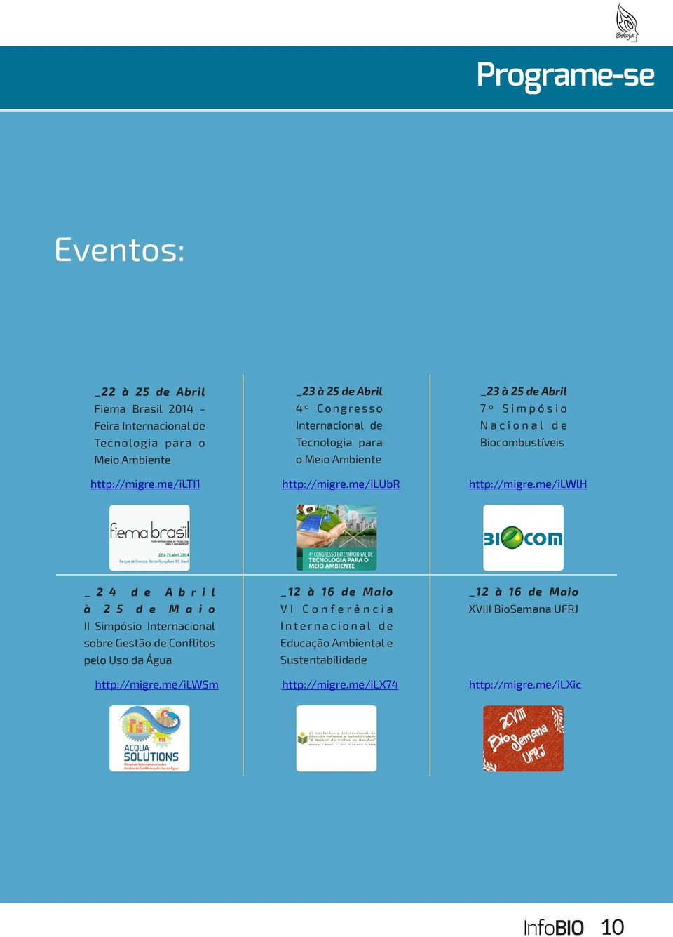 me/ilubr _23 à 25 de Abril 7 º S i m p ó s i o N a c i o n a l d e Biocombustíveis http://migre.