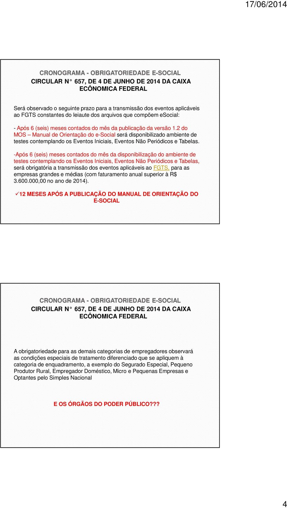 2 do MOS Manual de Orientação do e-social será disponibilizado ambiente de testes contemplando os Eventos Iniciais, Eventos Não Periódicos e Tabelas.