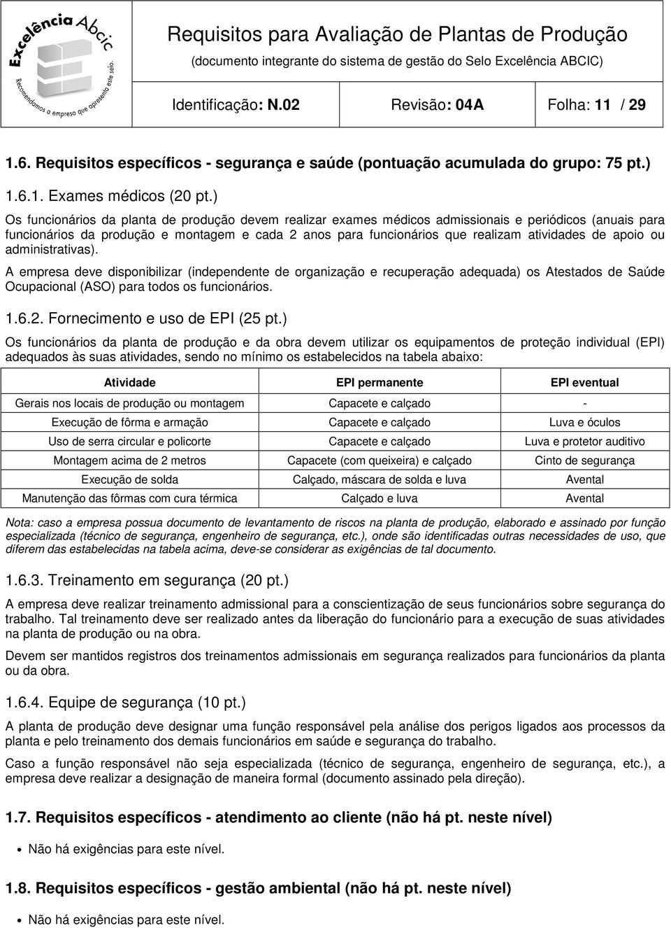 atividades de apoio ou administrativas). A empresa deve disponibilizar (independente de organização e recuperação adequada) os Atestados de Saúde Ocupacional (ASO) para todos os funcionários. 1.6.2.