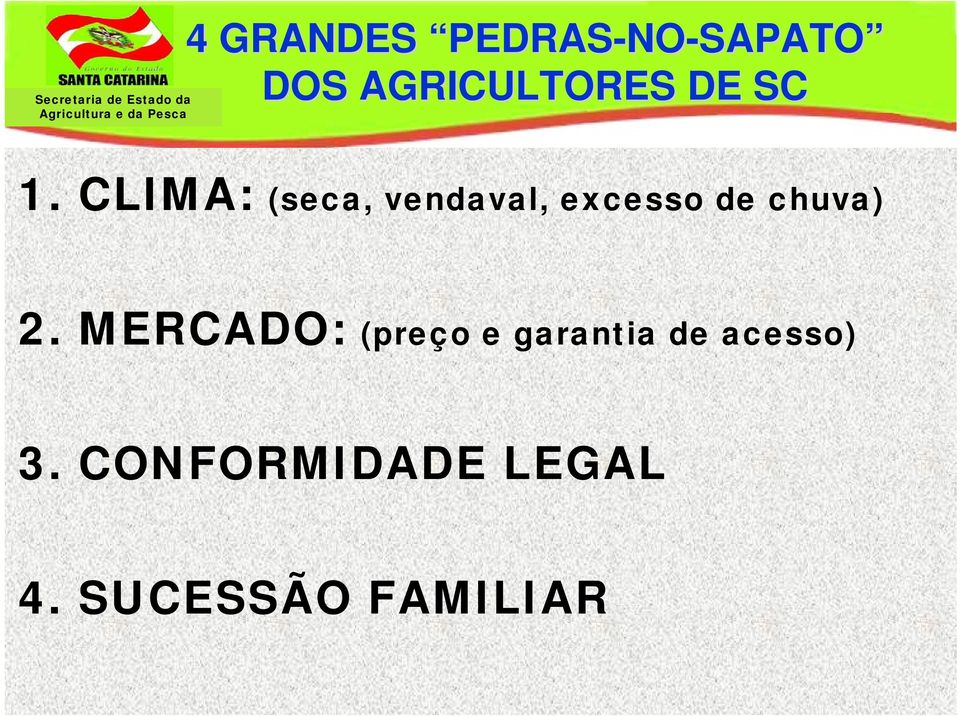 CLIMA: (seca, vendaval, excesso de chuva) 2.