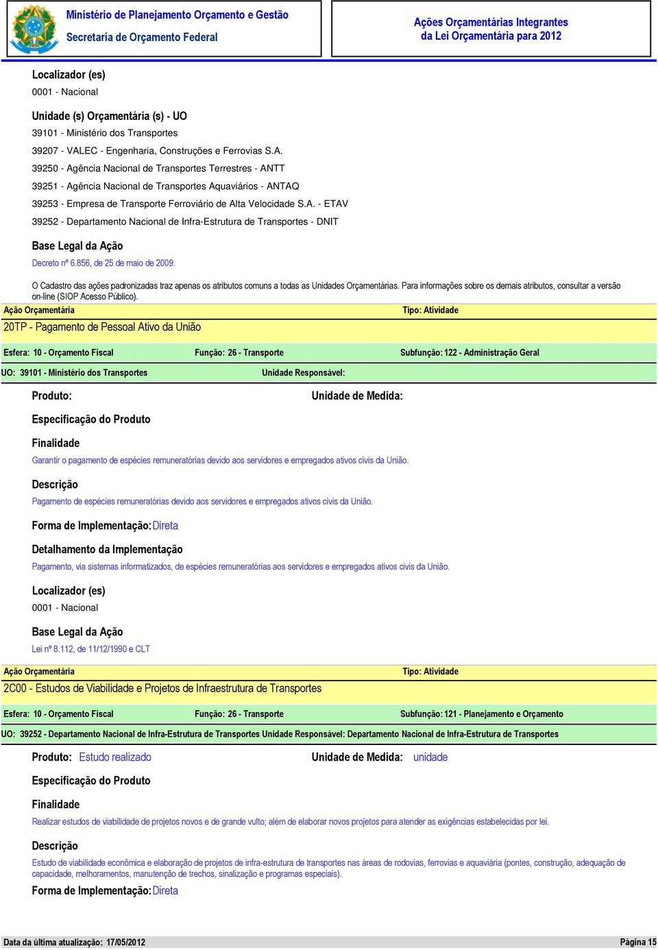 Garantir o pagamento de espécies remuneratórias devido aos servidores e empregados ativos civis da União. Pagamento de espécies remuneratórias devido aos servidores e empregados ativos civis da União.