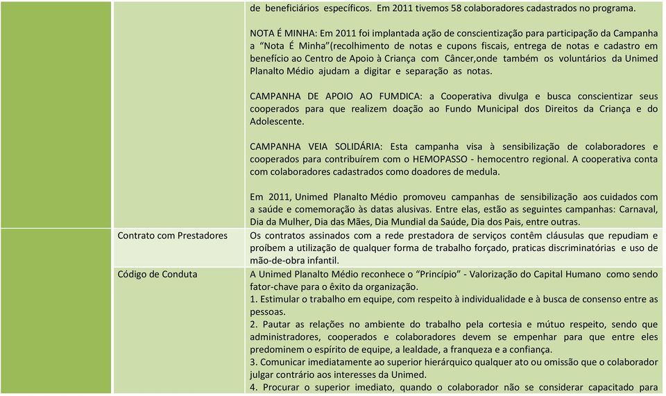 de Apoio à Criança com Câncer,onde também os voluntários da Unimed Planalto Médio ajudam a digitar e separação as notas.