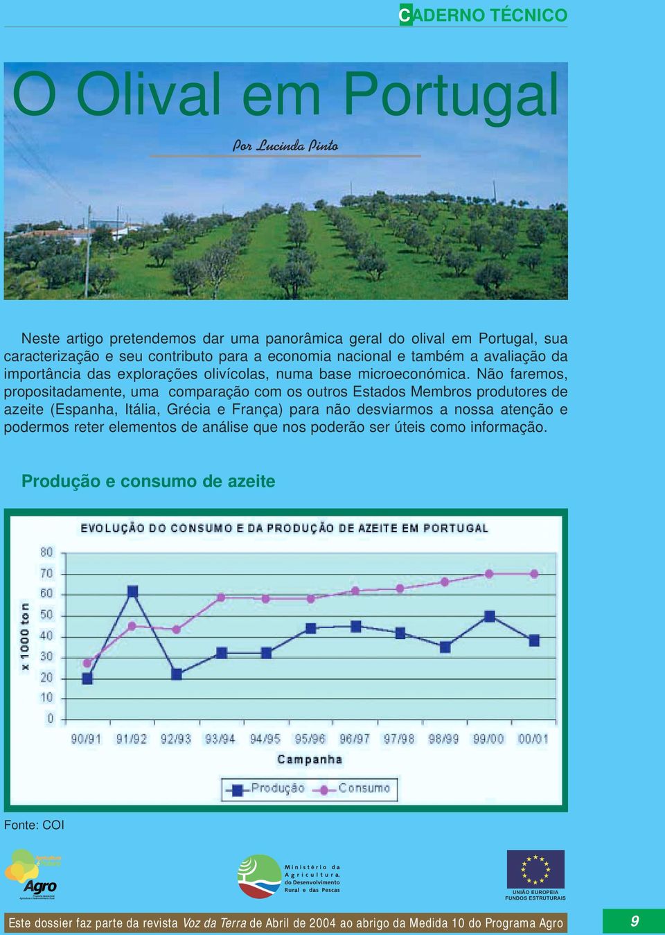 Não faremos, propositadamente, uma comparação com os outros Estados Membros produtores de azeite (Espanha, Itália, Grécia e França) para não desviarmos a nossa atenção e