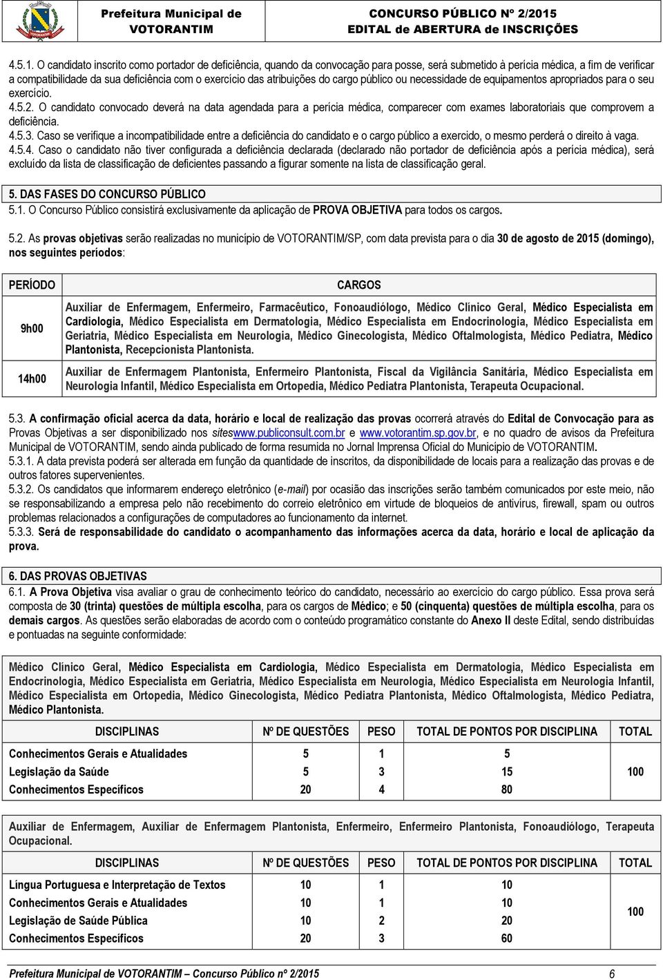 atribuições do cargo público ou necessidade de equipamentos apropriados para o seu exercício. 4.5.2.