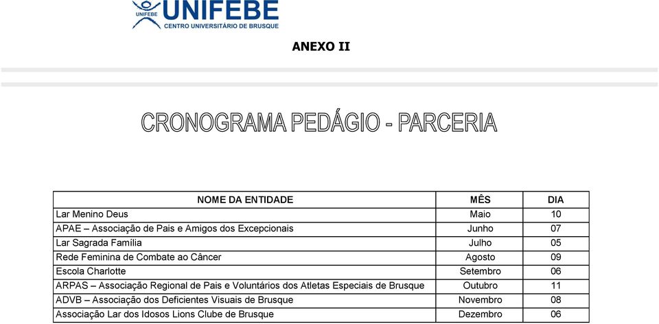 06 ARPAS Associação Regional de Pais e Voluntários dos Atletas Especiais de Brusque Outubro 11 ADVB