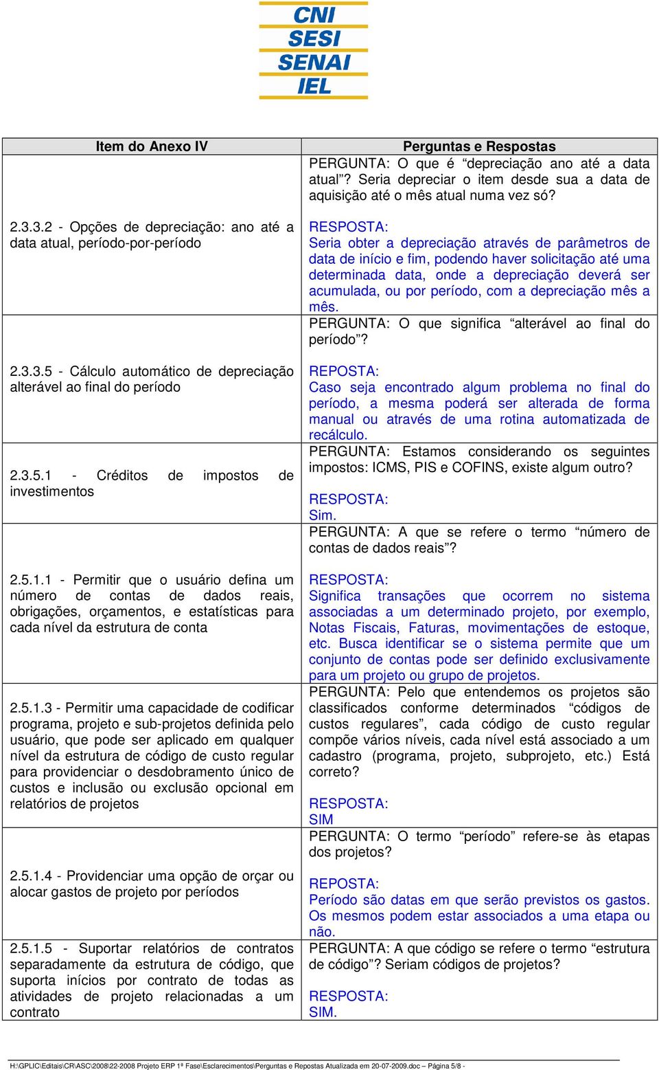 programa, projeto e sub-projetos definida pelo usuário, que pode ser aplicado em qualquer nível da estrutura de código de custo regular para providenciar o desdobramento único de custos e inclusão ou