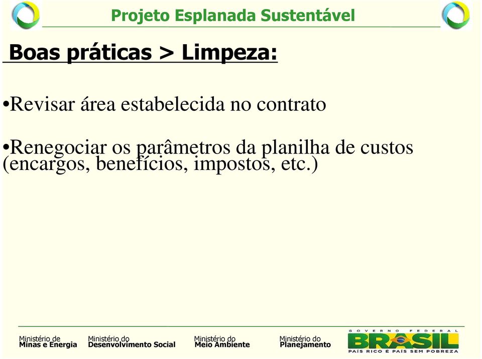 Renegociar os parâmetros da planilha