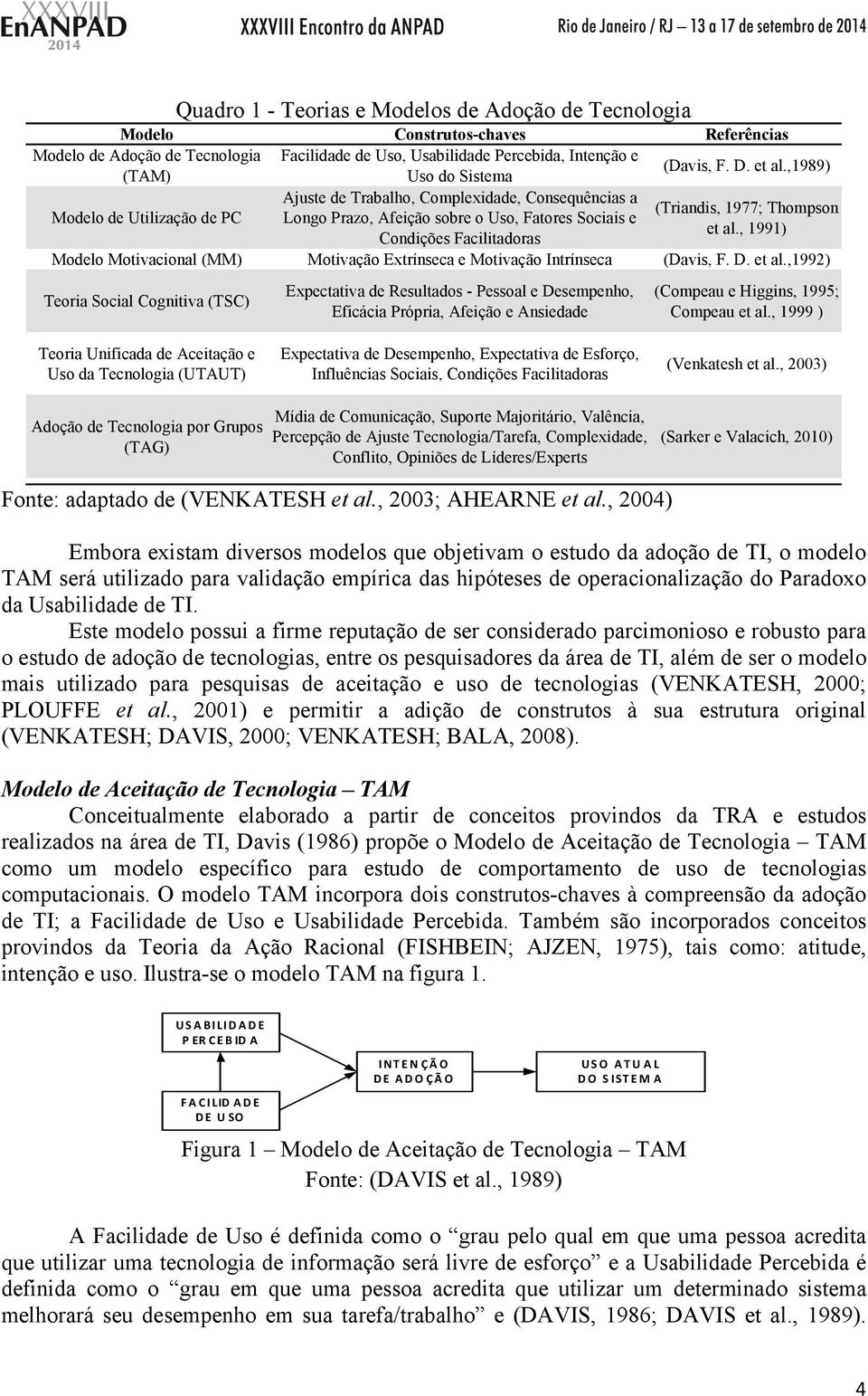 , 1991) Condições Facilitadoras Modelo Motivacional (MM) Motivação Extrínseca e Motivação Intrínseca (Davis, F. D. et al.