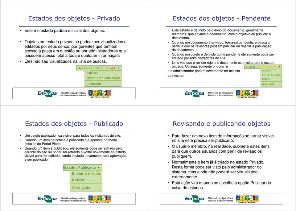 informação. Eles não são visualizados na lista de buscas. Este estado é definido pelo dono do documento, geralmente membros, que enviam o documento, com o objetivo de publicar o documento.