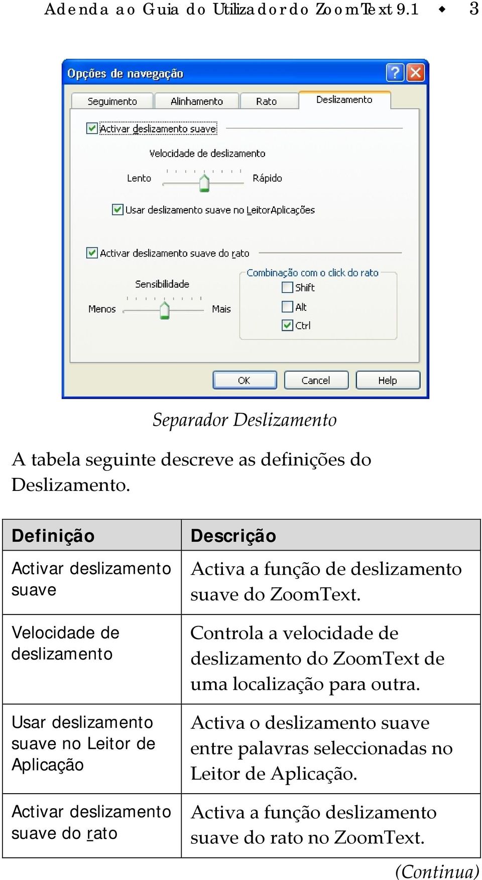 rato Descrição Activa a função de deslizamento suave do ZoomText.