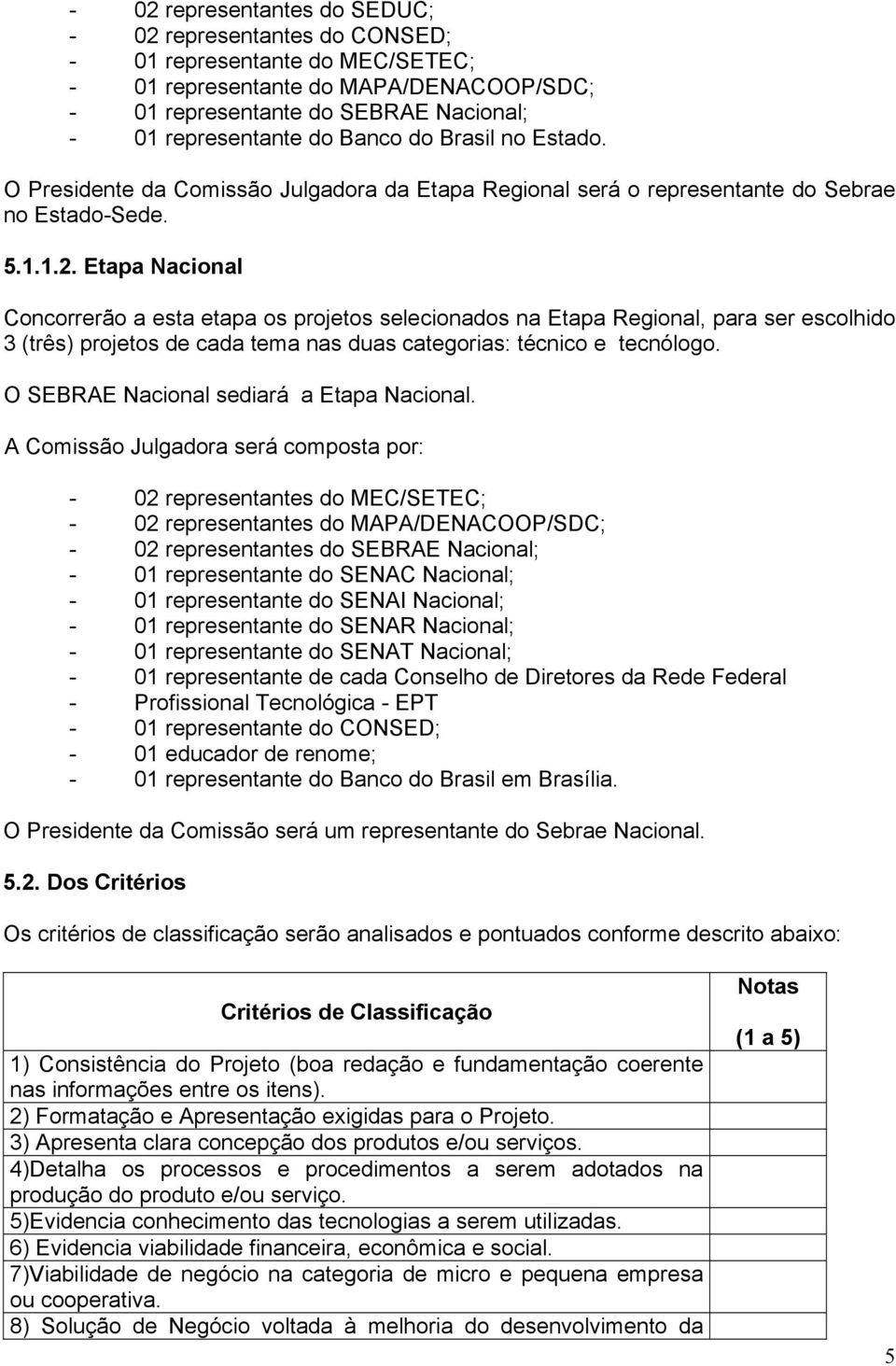 Etapa Nacional Concorrerão a esta etapa os projetos selecionados na Etapa Regional, para ser escolhido 3 (três) projetos de cada tema nas duas categorias: técnico e tecnólogo.